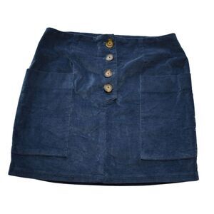 BDG Button Front Mini Skirt Blue Velvet Urban Outfitters Casual Womens Small